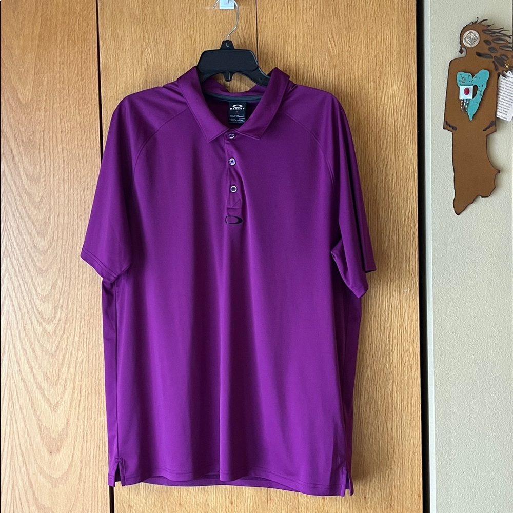 Oakley Hydrolix XL Plum Purple Men's Golf Tennis Polo Shirt REG fit 3 button EUC